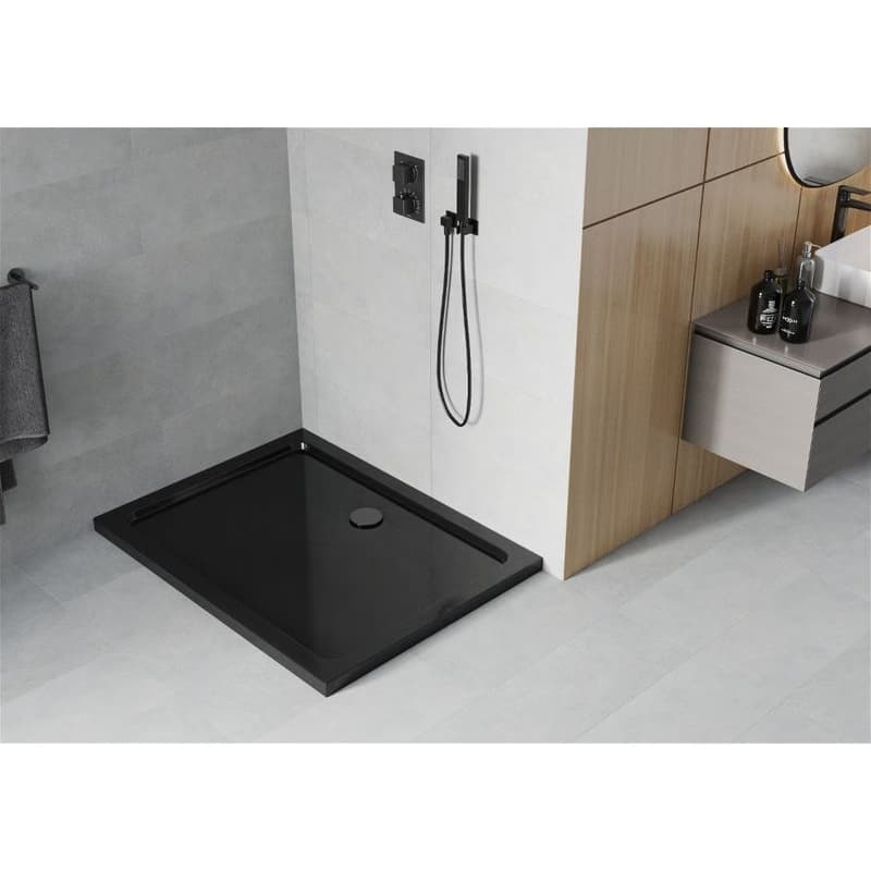 MEXEN/S - Flat sprchová vanička obdĺžniková slim 100 x 90, černá + čierny sifón 40709010B 2