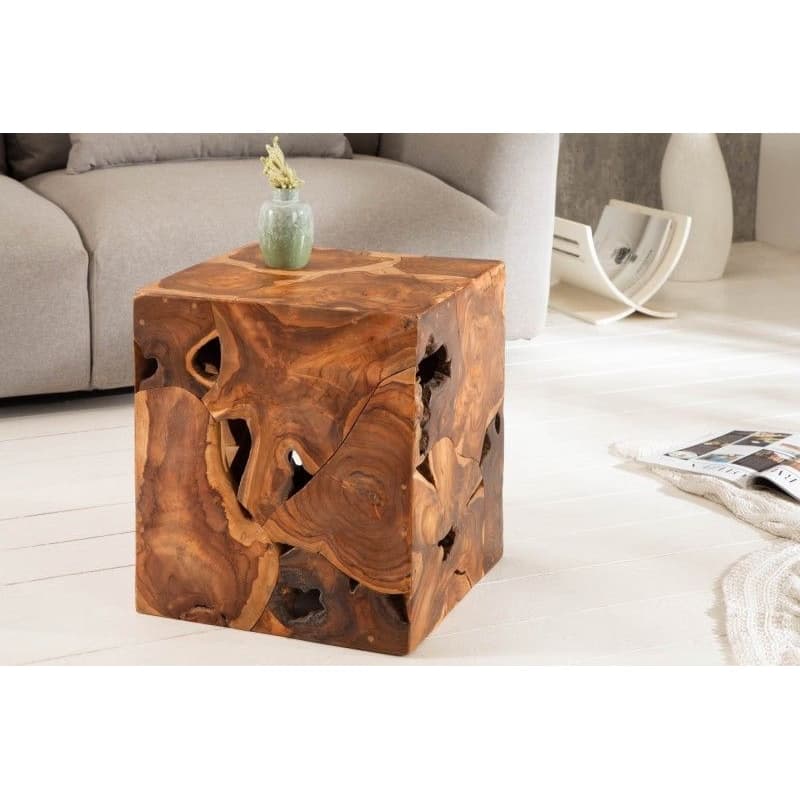 Estila Vidiecky masívny príručný stolík Vezelay z teakového dreva 40cm 1