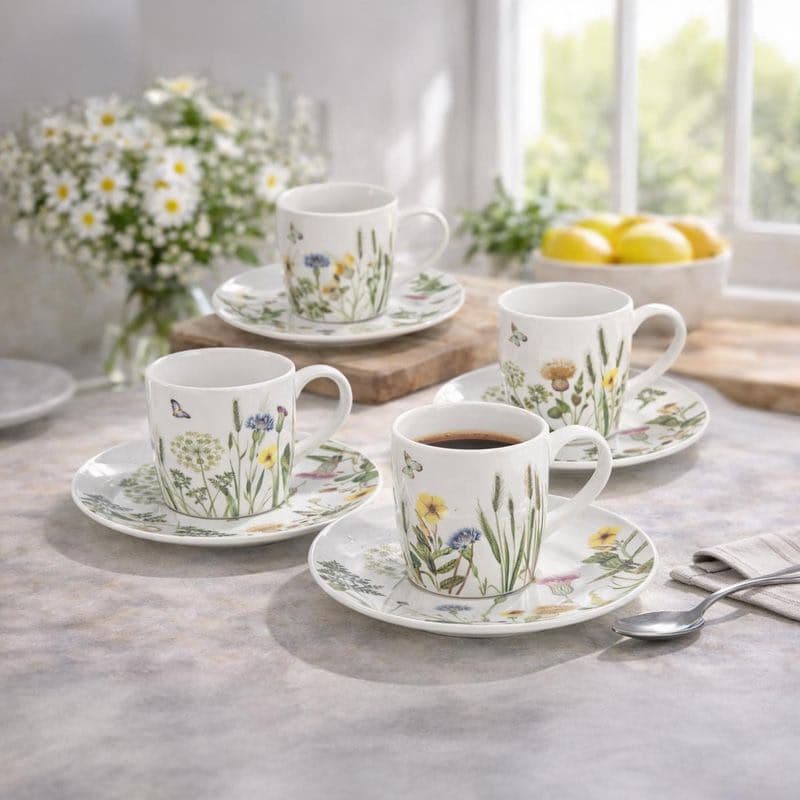 Porcelánové šálky a podšálky, sada 8 ks 1