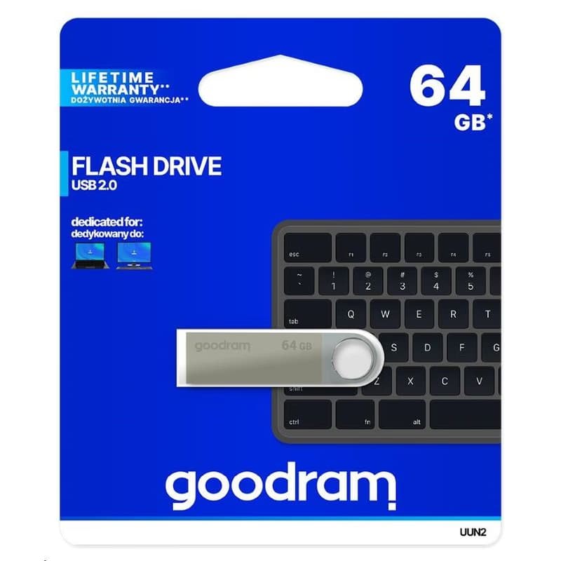 GOODRAM Flash Disk UUN2 64GB USB 2.0 strieborná 3