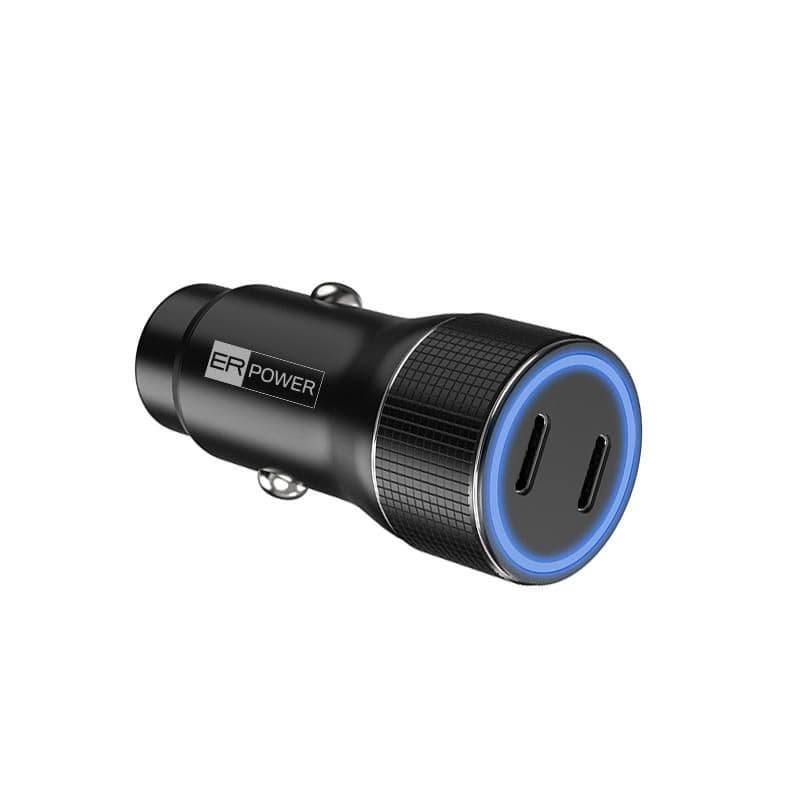ER POWER 40W USB-C PD+QC 3.0 kovová duálna autonabíjačka 1