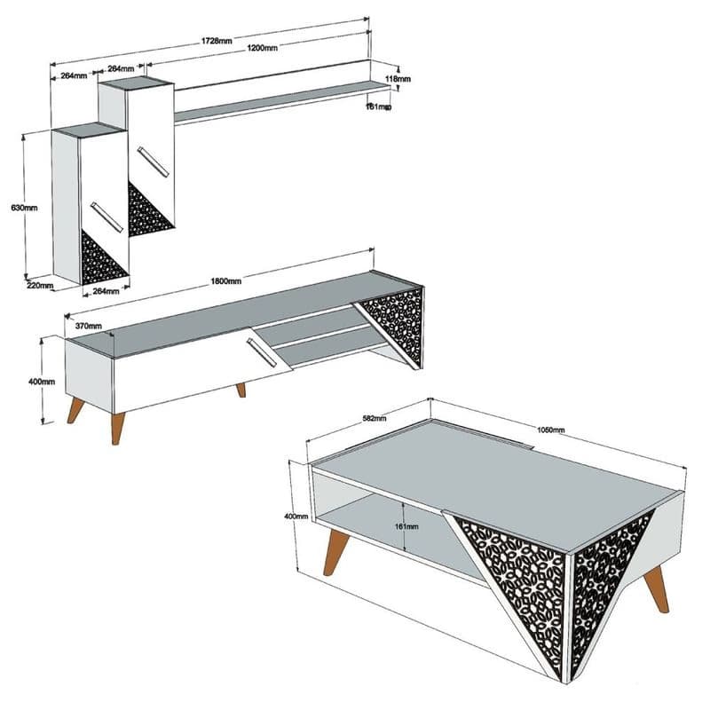 Living Room Furniture Set Beril - White 3
