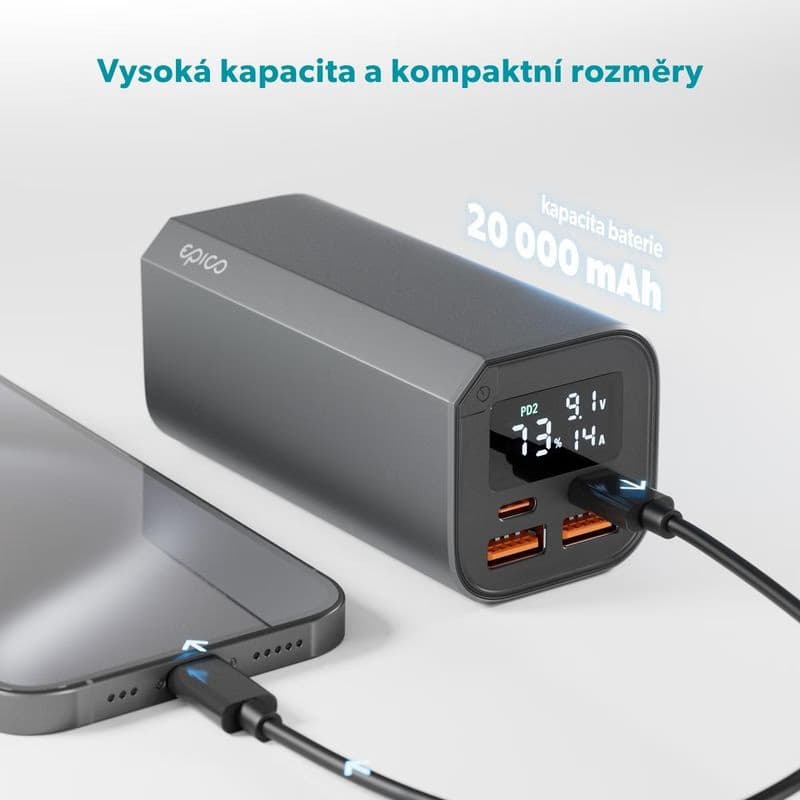Epico Alu Power Bank PD 100W - 20 000mAh - šedá 4