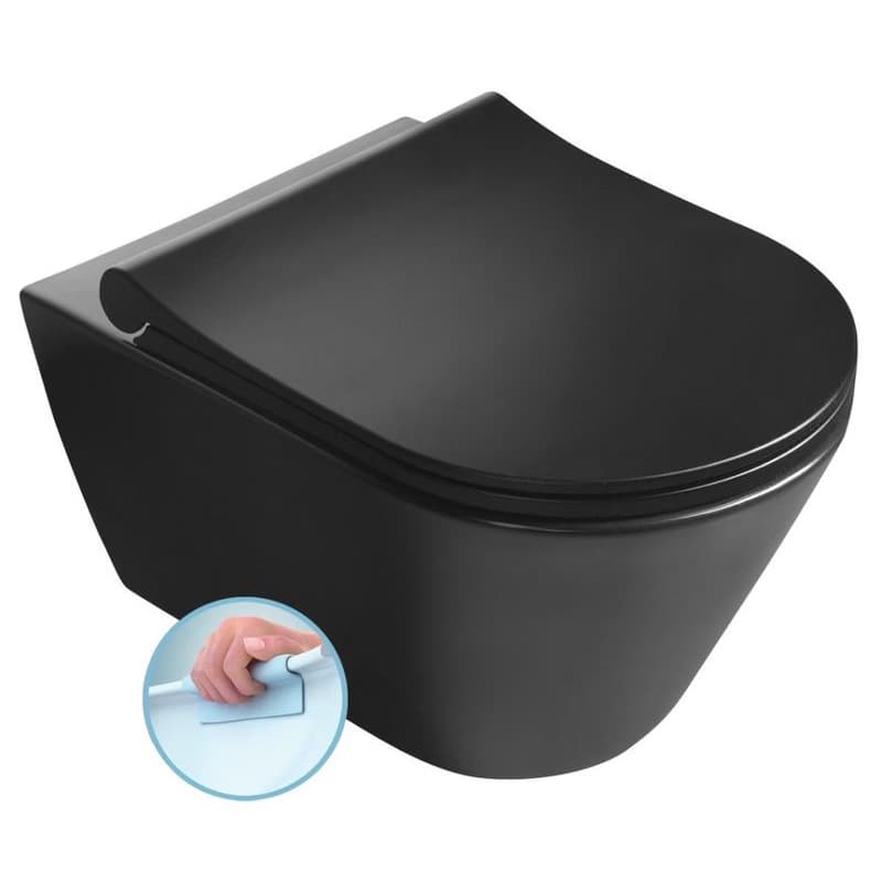 SAPHO - AVVA závesná WC misa, Rimless, 35,5x53cm, čierna mat 100314-110