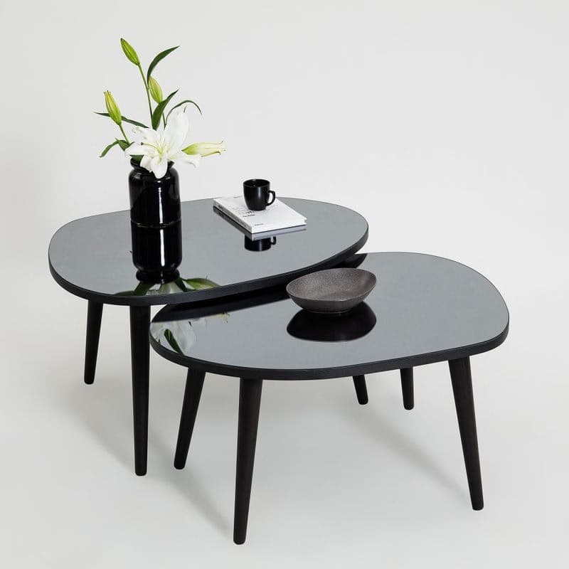 Sada odkladacích stolíkov (2 kusy) Gusto Set- Black, Fume