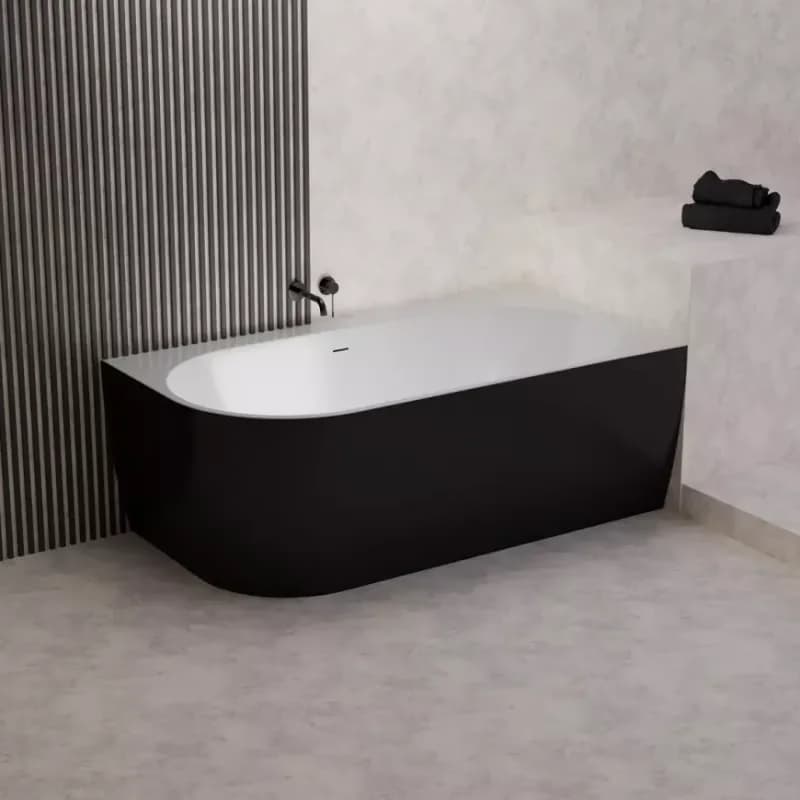 Vaňa Lisa 159x84 ľavý biela/čierna matná + sifón + rozeta
