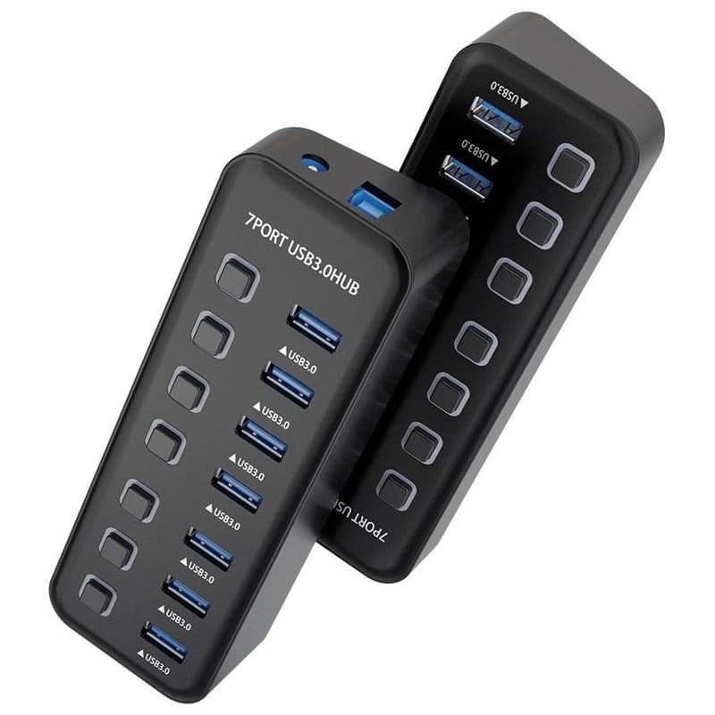 PREMIUMCORD Hub USB 3.2, 7-portový s vypínačmi portov, 5G SuperSpeed, Čierna 2