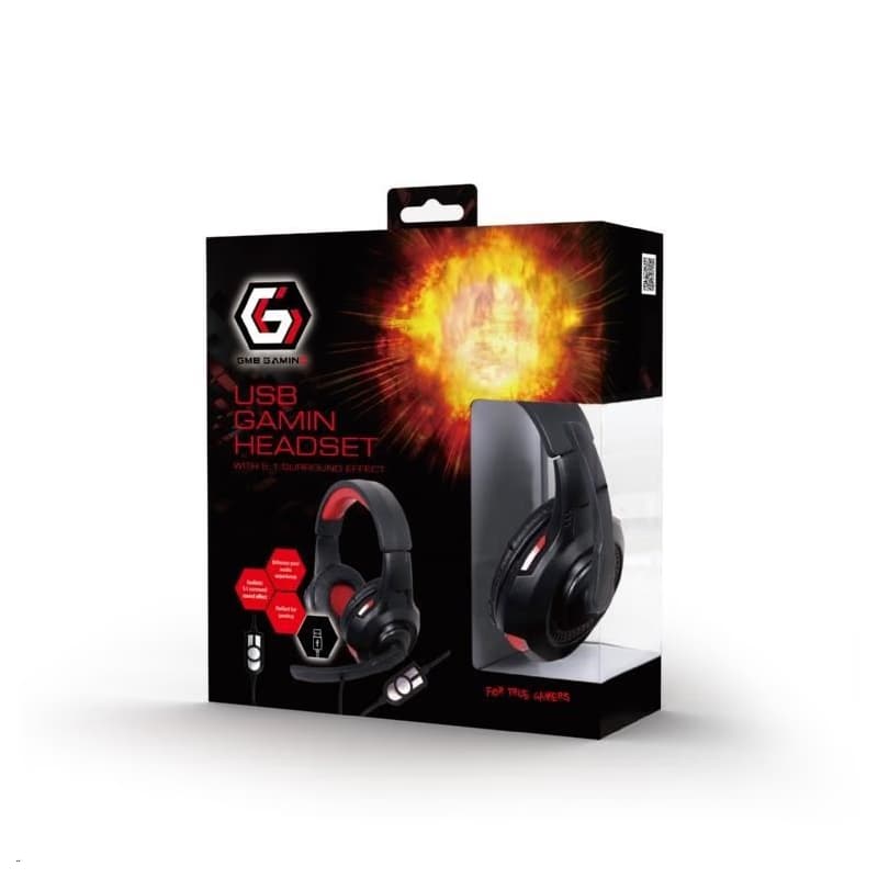 GEMBIRD slúchadlá s mikrofónom GHS-U-5.1-01, gaming, 5.1 surround, čierno-červená, USB 5