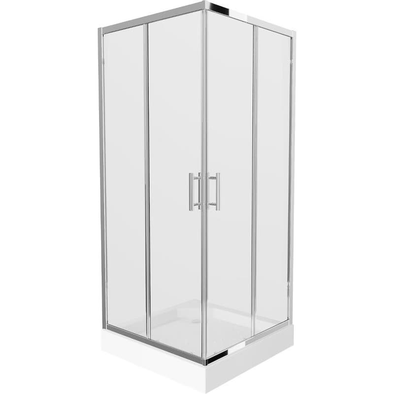MEXEN/S - Rio štvorcový sprchovací kút 90 x 90, transparent, chróm + vanička Rio 860-090-090-01-00-4510 1