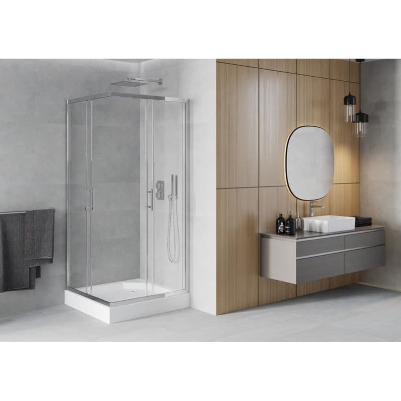 MEXEN/S - Rio štvorcový sprchovací kút 90 x 90, transparent, chróm + vanička Rio 860-090-090-01-00-4510 3