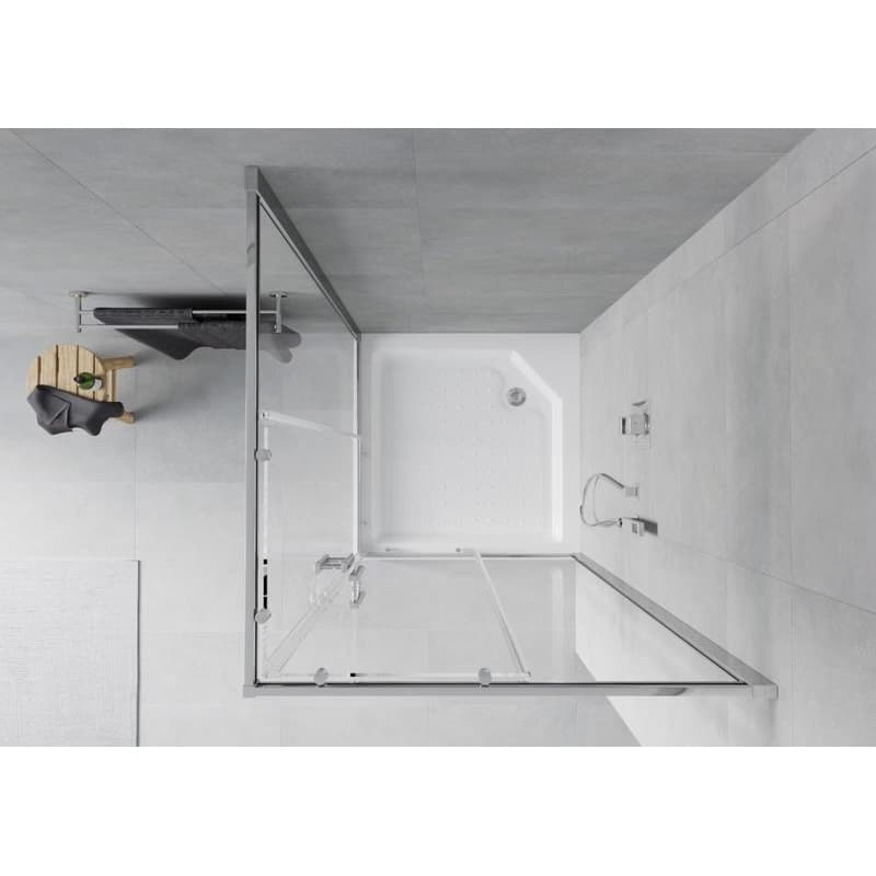 MEXEN/S - Rio štvorcový sprchovací kút 90 x 90, transparent, chróm + vanička Rio 860-090-090-01-00-4510 4