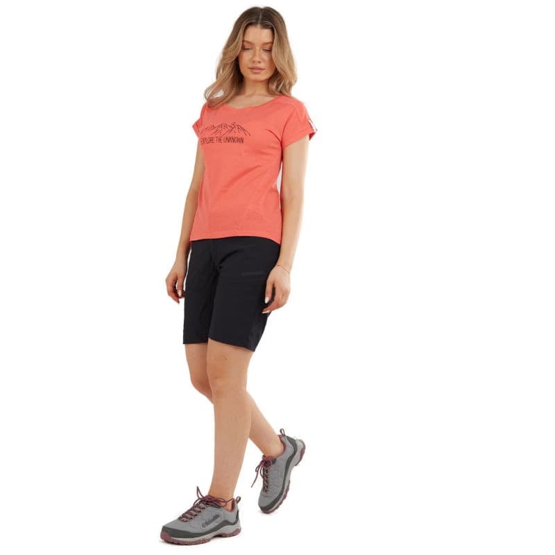 Dámske turistické tričko s krátkym rukávom FUNDANGO Atmos T-shirt-352-coral 2
