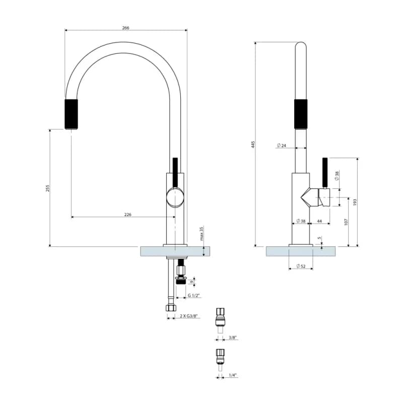OMNIRES OMNIRES - Drezová batéria (kompatibilná s akýmkoľvek systémom filtrácie vody), grafit SW9057GR 6