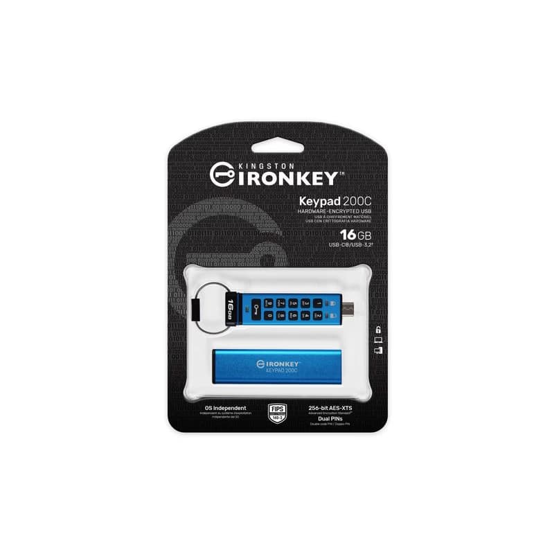 Kingston Ironkey Keypad 200C/16GB/USB 3.0/USB-C/Modrá 2
