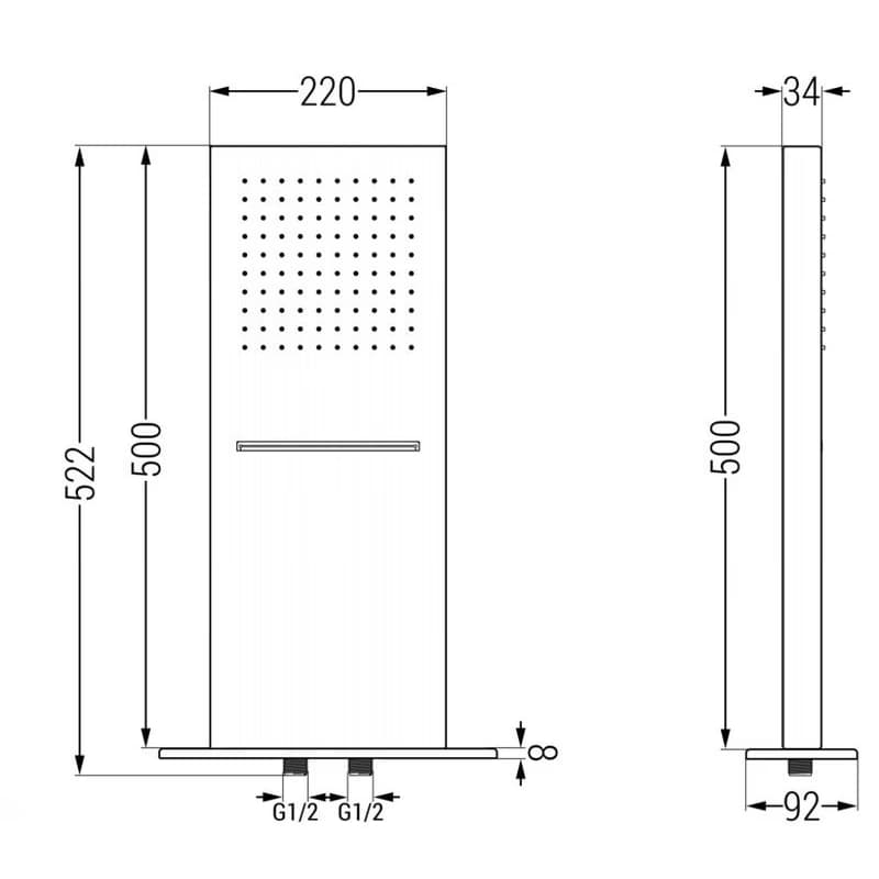 MEXEN - Vodopád hlavová sprcha 50x22 cm čierna 79195-70 2