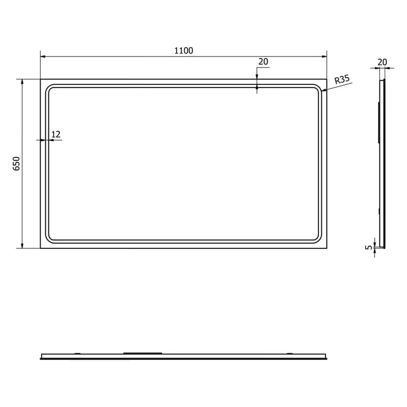 SAPHO - GEMINI zrkadlo s LED osvetlením 110x65cm GM110 5