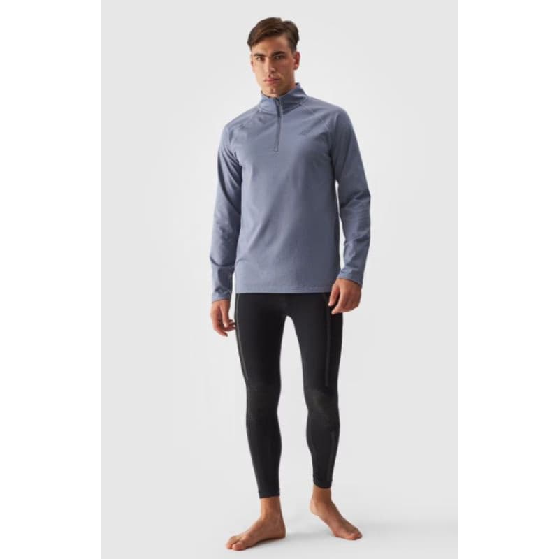 Pánska zateplená lyžiarska mikina s 1 2 zipsom 4F BRUSHED UNDERWEAR-WAW24UBRUM076-32S-DENIM 5