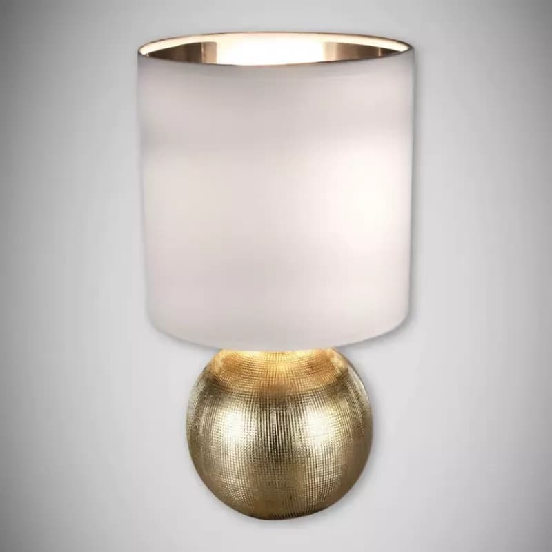 Stolná lampa Perlo E14 zlato/biely 03291 LB