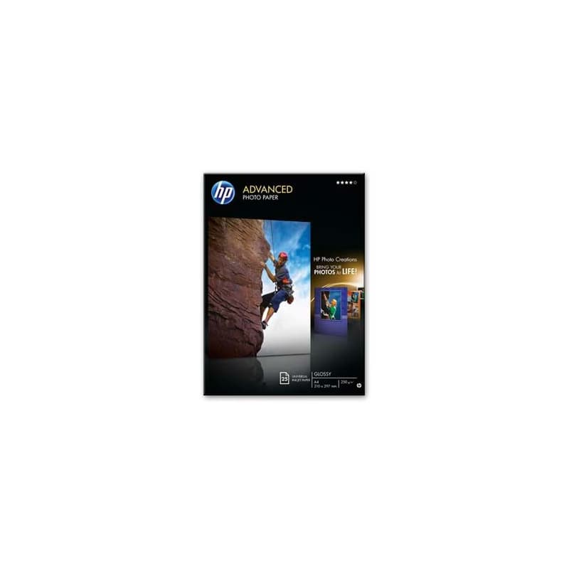 HP Advanced Glossy Photo Paper, Q5456A, fotopapier, lesklý, zdokonalený typ biely, A4, 250 g/m2, 25 ks, inkoustový