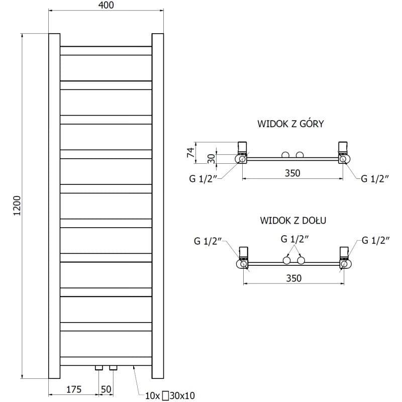 MEXEN - Bolt vykurovací rebrík/radiátor 1200 x 400 mm, 220 W, chróm W126-1200-400-00-01 3
