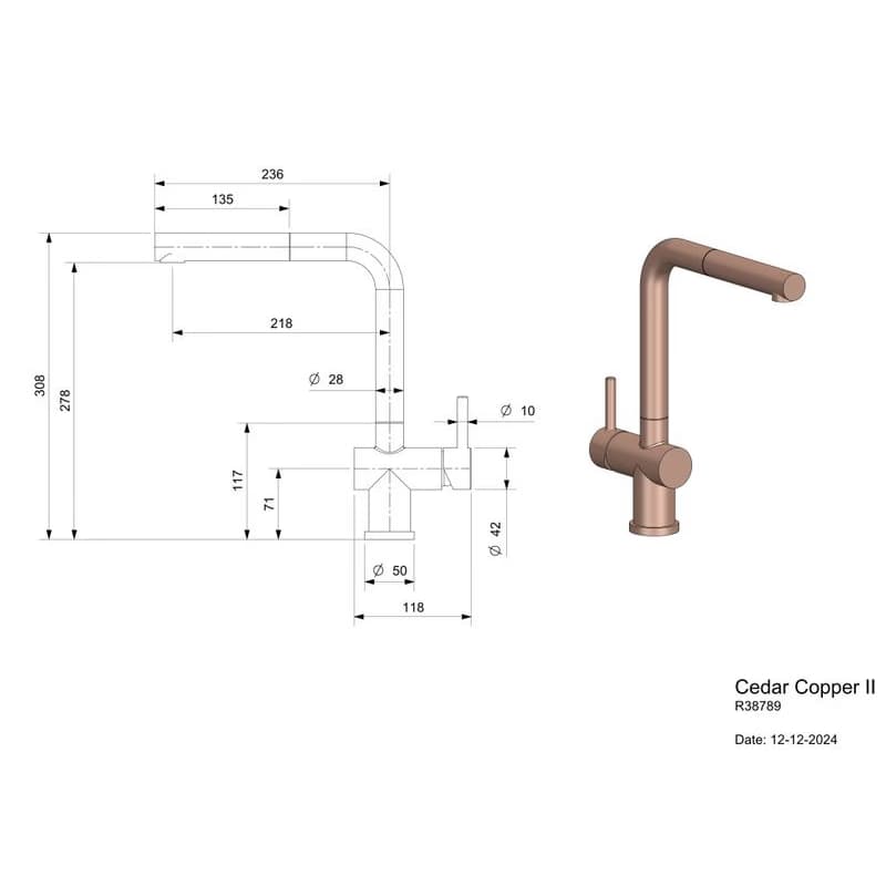 Reginox Drezová batéria Reginox Cedar, R38789, Copper / meď R38789 4
