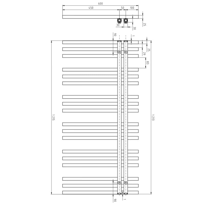SAPHO - SOPHINA vykurovacie teleso 600x1215 biely mat IR701W 2
