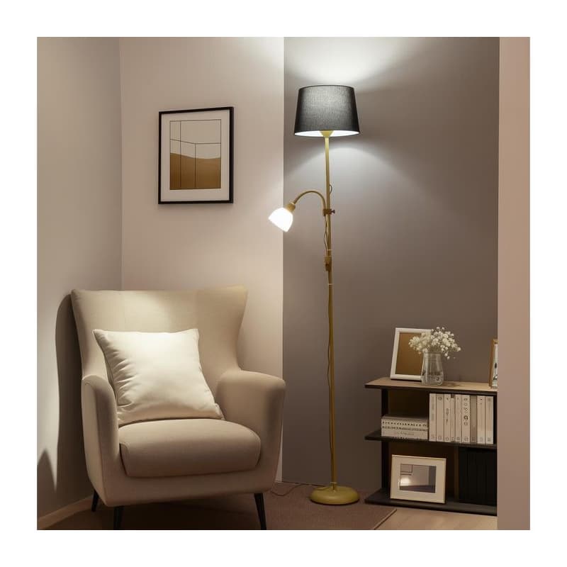 Brilagi - Stojacia lampa CERIA 1xE27/100W/230V + 1xE14/25W zlatá/čierna 1xBG2827+1xEG781038 1