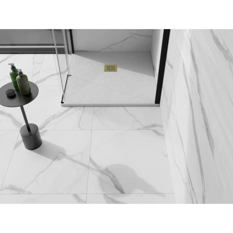 MEXEN/S - Stone+ štvorcová sprchová vanička 80 x 80, biela, mriežka zlatá 44108080-G 6