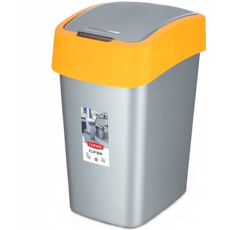 CURVER Odpadkový kôš FLIP BIN 25l | strieborná / žltá 3