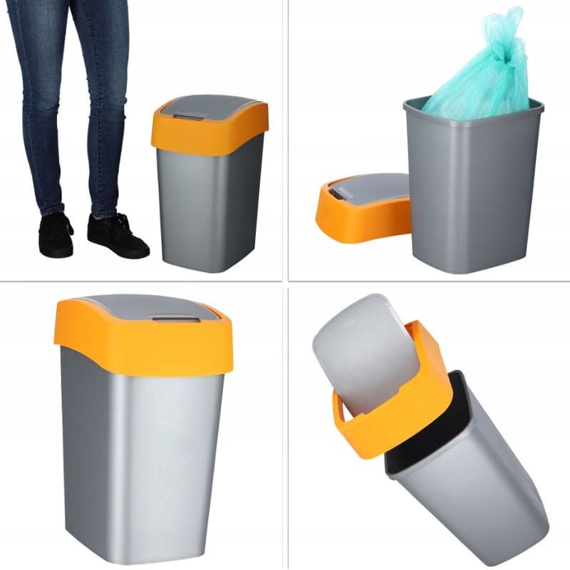 CURVER Odpadkový kôš FLIP BIN 25l | strieborná / žltá 5