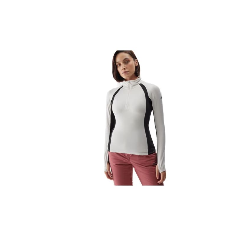 Dámska zateplená lyžiarska mikina s 1 2 zipsom 4F BRUSHED UNDERWEAR-AW23UBRUF042-11S-OFF WHITE