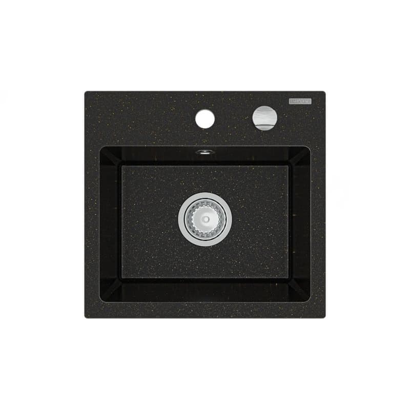 MEXEN MEXEN - Milo granitový drez 1-miska 435x410 mm, čierna / kovové zlato 6505441000-75