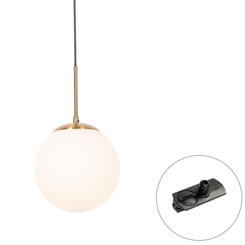 Závesná lampa Art Deco zlatá s opálovým sklom vrátane čierneho adaptéra na koľajnicu 1-fázová - Iconic Flore 1