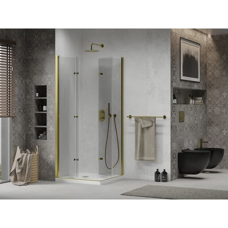 MEXEN/S - Lima Duo sprchovací kút 80x80, transparent, zlatá + vanička so sifónom 856-080-080-50-02-4010G 3