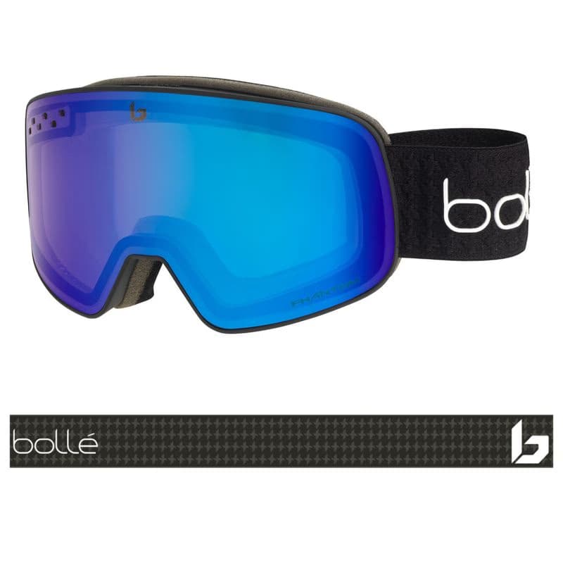 Lyžiarske okuliare BOLLE NEVADA Black Cross Matte - Phantom+ Blue Semi-Polarized Photochromic Cat 1 to 3 2