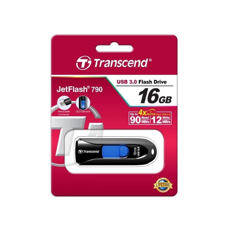 TRANSCEND USB Flash 16GB JetFlash®790, USB 3.1 (R:90/W:12 MB/s) čierna/modrá 5