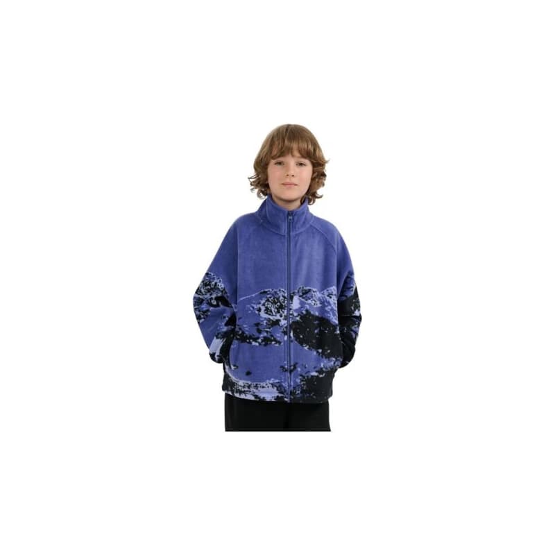Chlapčenská flisová mikina so zipsom 4F JUNIOR FLEECE M349-4FJWAW25TFLEM349-91A-MULTICOLOUR 1 ALLOVER