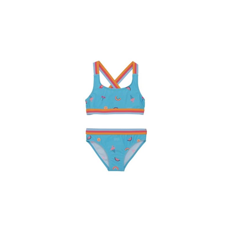 Dievčenské plavky COLOR KIDS Bikini W. Contrast Straps, AOP-7452-River Blue