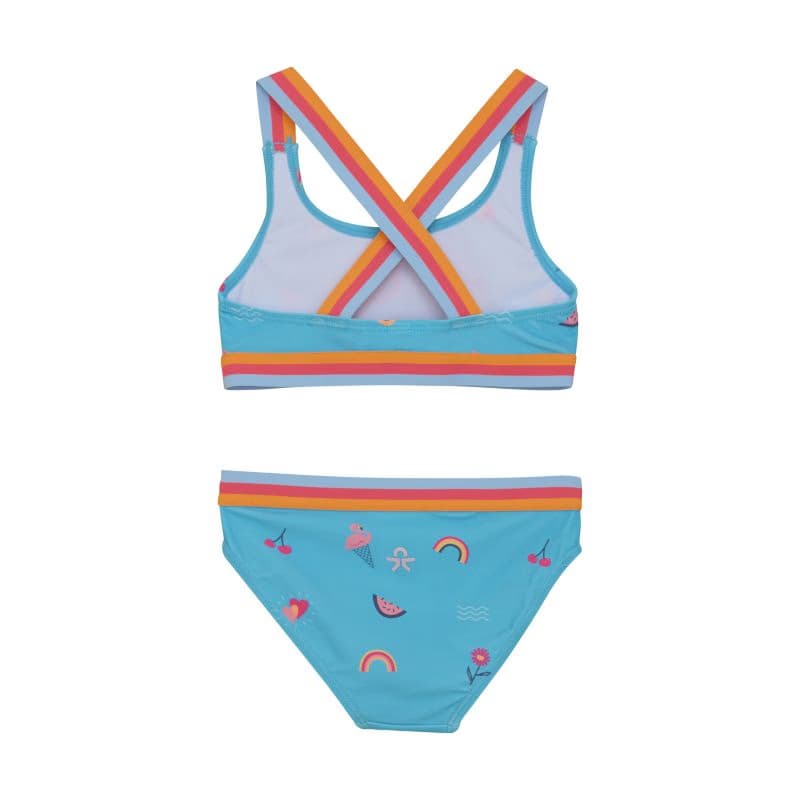 Dievčenské plavky COLOR KIDS Bikini W. Contrast Straps, AOP-7452-River Blue 2