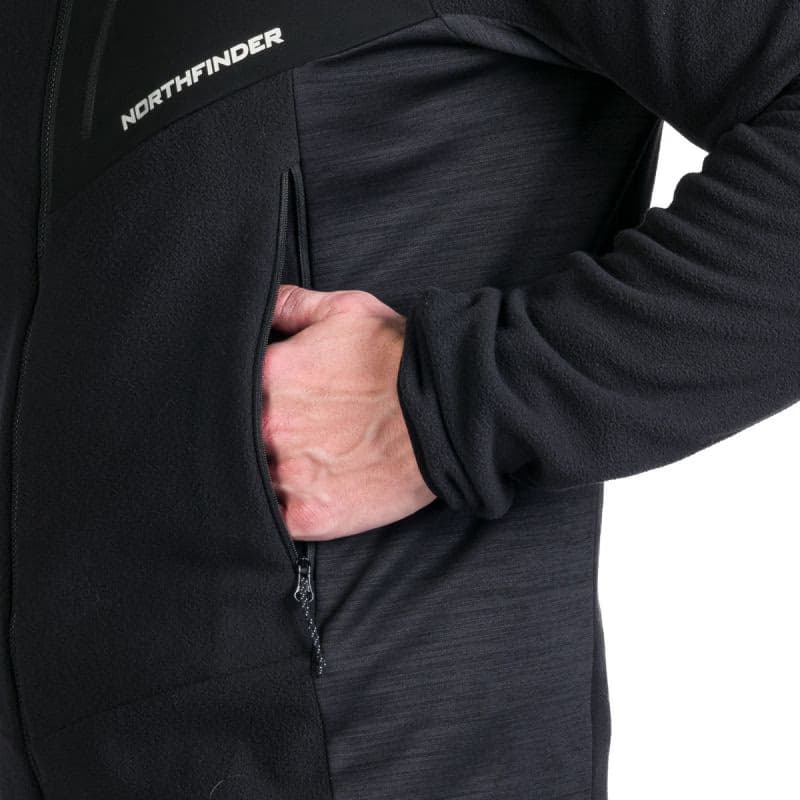 Pánska turistická flisová mikina so zipsom NORTHFINDER FULVIO-269black 6