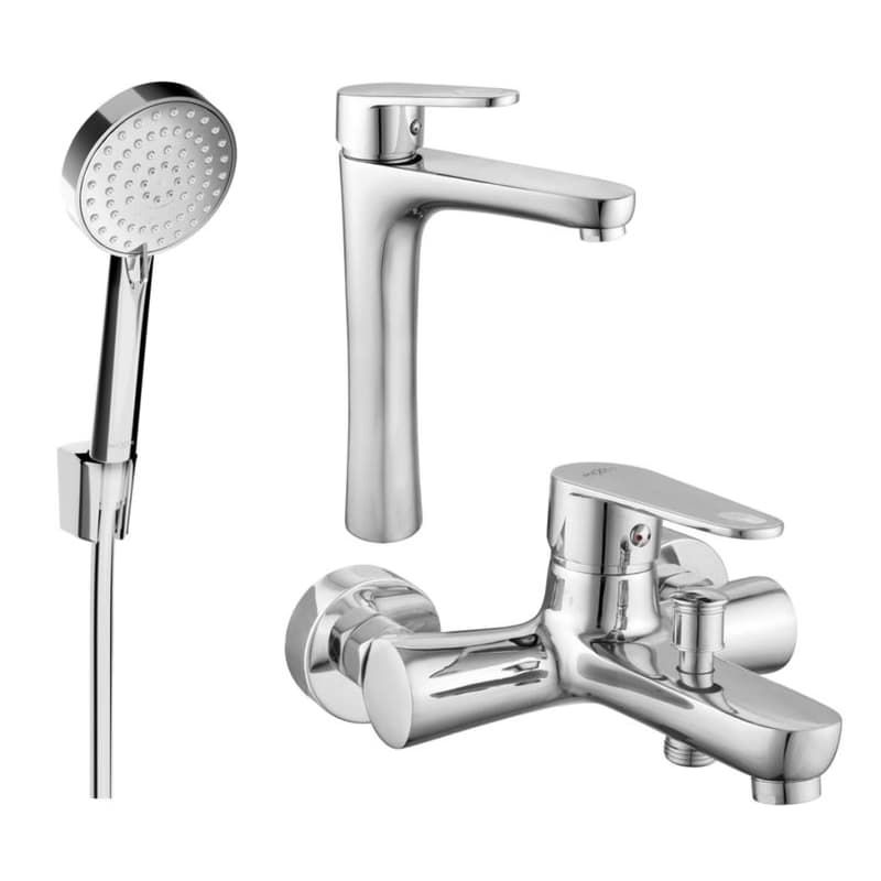 MEXEN/S - Kama R75 Set umývadlové a vaňové batérie s príslušenstvom, chróm 72513R75-00 1