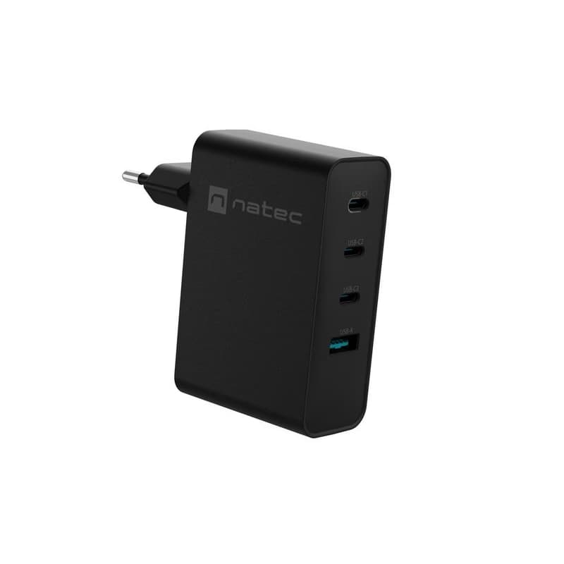 Univerzálna USB nabíjačka Natec GaN 100W, 3X USB-C, 1X USB-A, Čierna 2