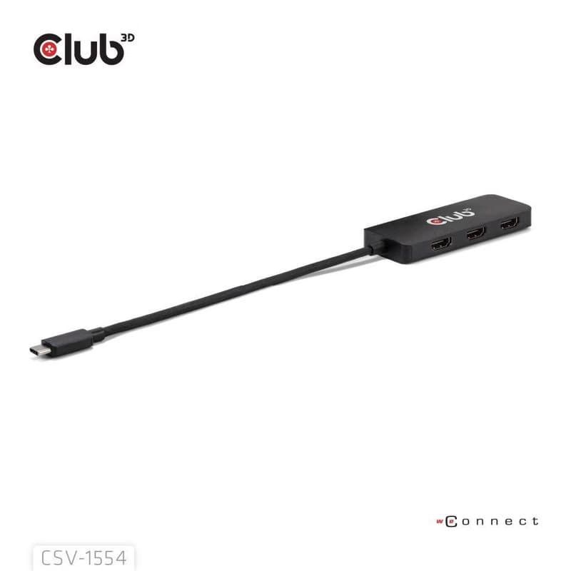 Club3D hub MST USB-C na 3xHDMI, Single: 8K30Hz, Triple: 4K60Hz 5