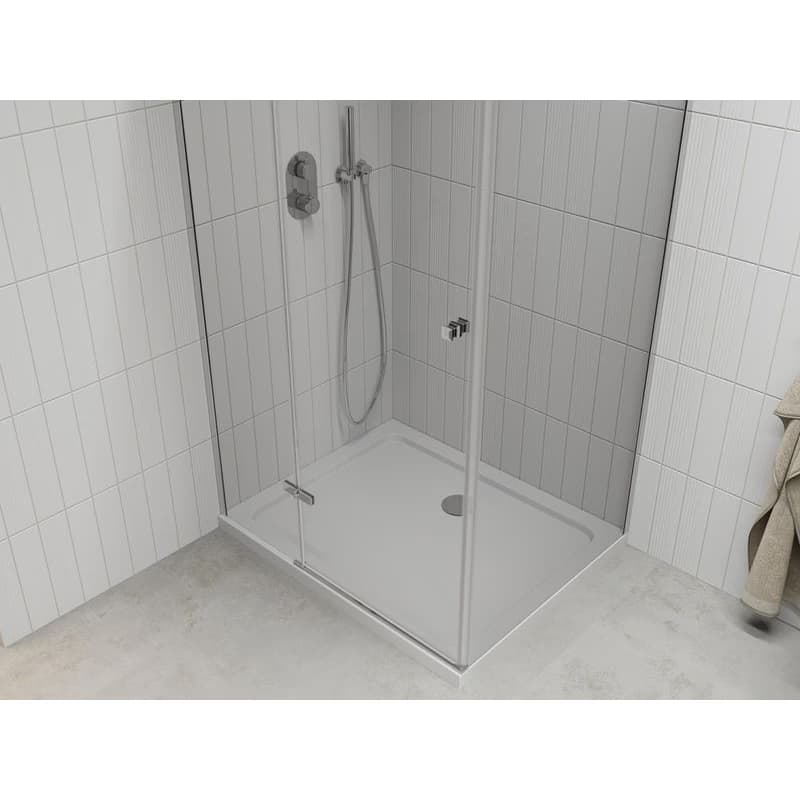 MEXEN/S - Romasprchový kút 90x80, kývne, číre sklo, chróm + vanička 854-090-080-01-00-4010 4