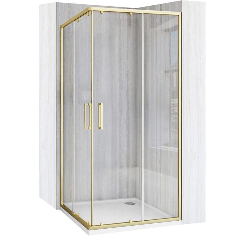 REA/S - Sprchovací kút City 80x80 Gold Brush So sprchovou vaničkou Savoy black KPL-K6447 1