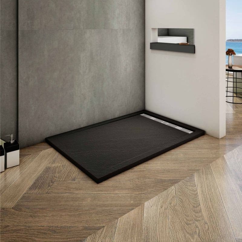 H K - BLACK STAR sprchová vanička z liateho mramoru, obdĺžnik, 100x80x3 cm SE-BLACKSTAR10080SET 5