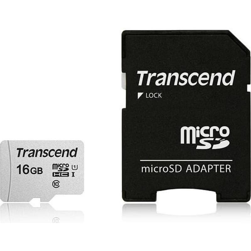 TRANSCEND MicroSDHC karta 16GB 300S, UHS-I U1 + adaptér 5