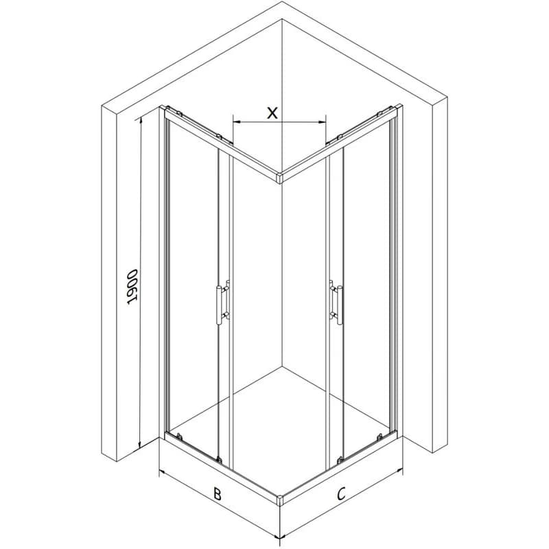 MEXEN - Rio sprchovací kút štvorcový 90x90, transparent, chróm 860-090-090-01-00 5