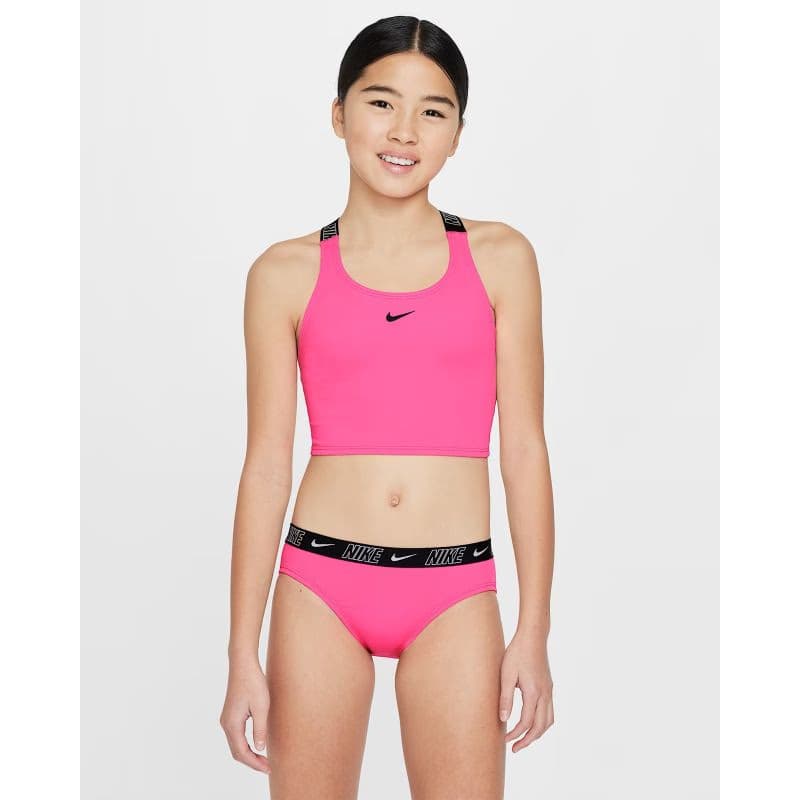 Dievčenské dvojdielne plavecké plavky NIKE SWIM LOGO TAPE HYPER PINK-HYPER PINK 2