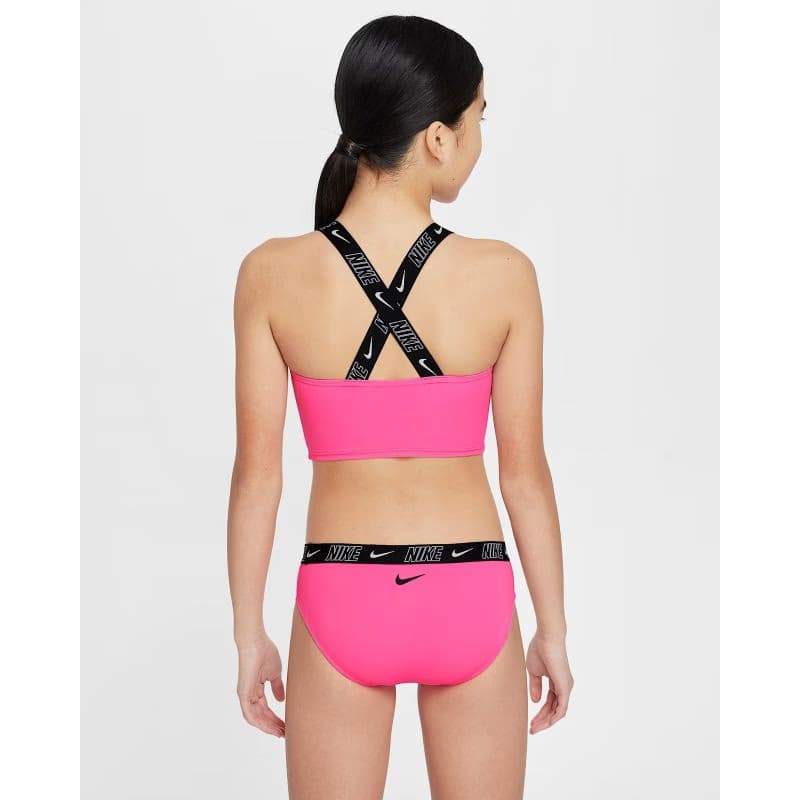 Dievčenské dvojdielne plavecké plavky NIKE SWIM LOGO TAPE HYPER PINK-HYPER PINK 3